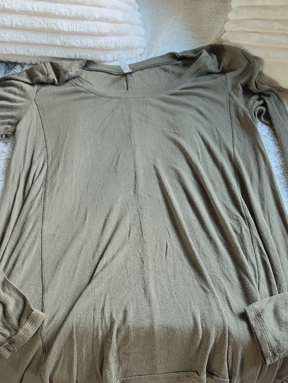 Free People Olive Green Long Sleeve Women's Top